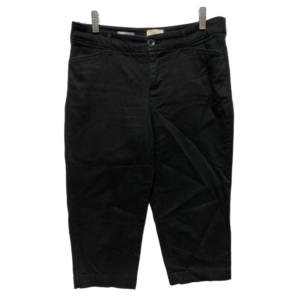 St John's Bay Cotton Stretch Crop Black Great cond. 13019